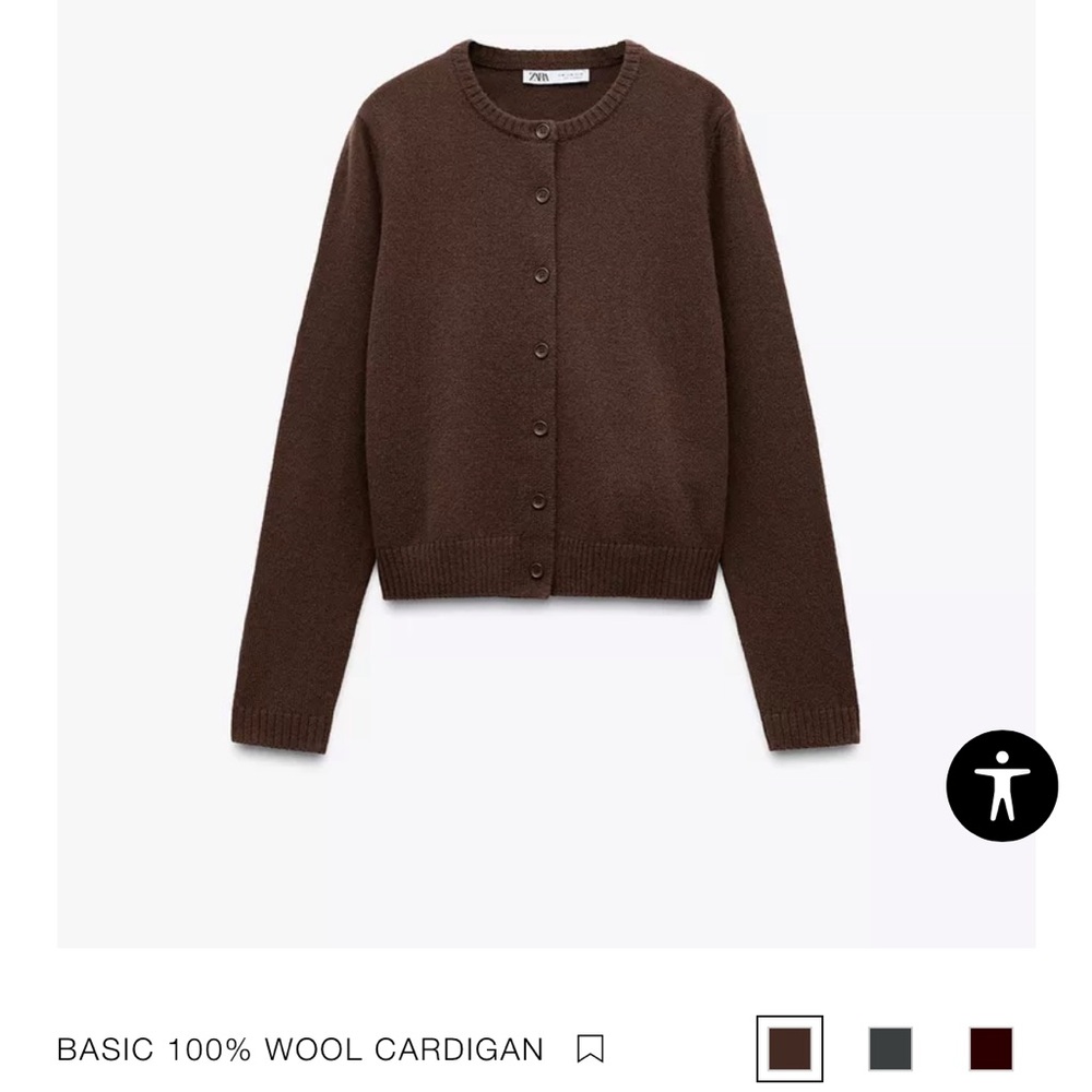 Zara Women's Chocolate Brown Cardigan Sweater